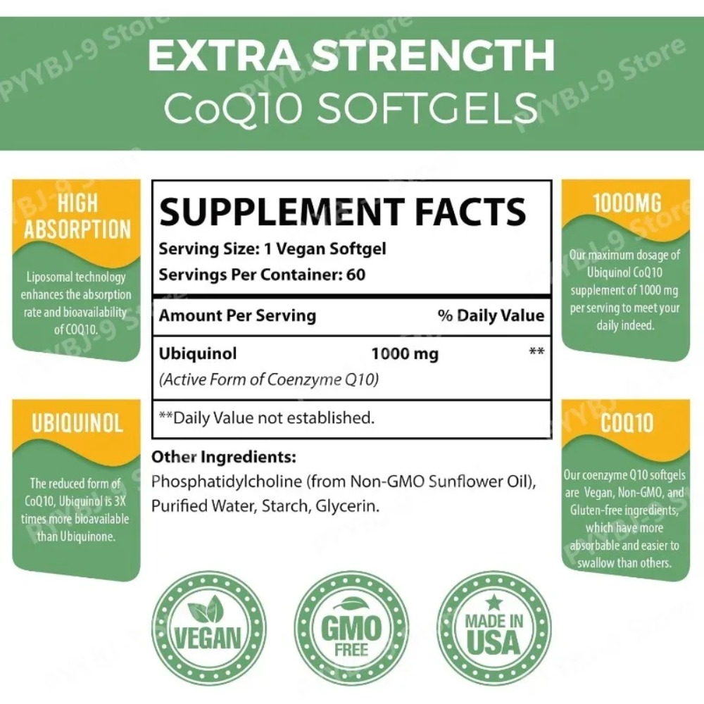 CoQ10 Ubiquinol 1000mg Vegan S - Coq10 Ubiquinol Softgel 评论和价格